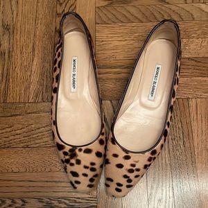 Manolo Blahnik Cheetah Print Pony Hair Flats